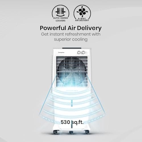 Crompton Crompton Surebreeze 95 Desert Air cooler for home | High Density honeycomb pad for faster cooling | 4 way air-deflection & Auto Swing | Faster air delivery| Everlast Pump |With ball bearing advantage - Buy in Secunderabad Hyderabad - view 5