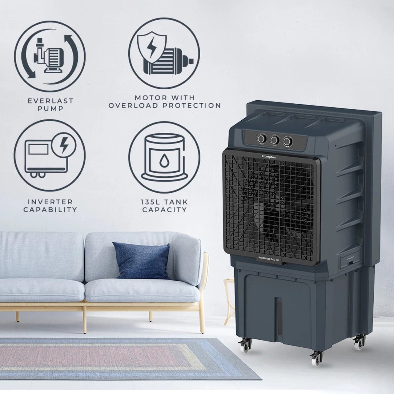 Crompton Crompton 135 L Desert Air Cooler (Grey) - Buy in Secunderabad Hyderabad - view 3