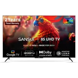 Sansui SANSUI 216 cm (85 inch) 4K Ultra HD Smart Google TV | HDR10 & Dolby Vision | Dolby Atmos & Bezel-Less Design | CA53 Processor | Far-Field Voice Control & Screen Sharing | Google Assistant (JSW85GSUHDFF) - Buy in Secunderabad Hyderabad