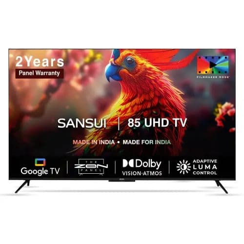 Sansui SANSUI 216 cm (85 inch) 4K Ultra HD Smart Google TV | HDR10 & Dolby Vision | Dolby Atmos & Bezel-Less Design | CA53 Processor | Far-Field Voice Control & Screen Sharing | Google Assistant (JSW85GSUHDFF) - Buy in Secunderabad Hyderabad - view 1