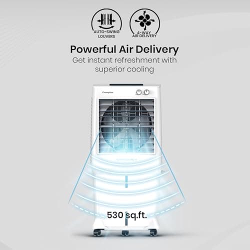 Crompton Store Crompton Surebreeze 95 Desert Air cooler for home | High Density honeycomb pad for faster cooling | 4 way air-deflection & Auto Swing | Faster air delivery| Everlast Pump |With ball bearing advantage - best price at Raj Electronics - view 5