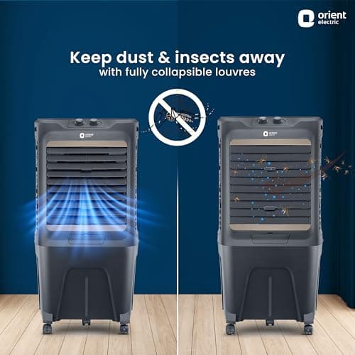 Orient Electric Store Orient Electric Tornado 88L Desert Air Cooler for home | Densenest Honeycomb Pads | Fully Collapsible Louvers, Inverter Compatible | High Air Delivery | 1 Year Warranty by Orient | Dark Grey - best price at Raj Electronics - view 5